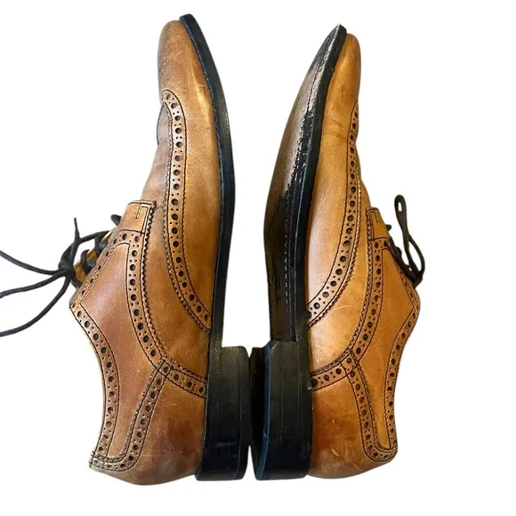 Cole Haan Air Giraldo Wingtip Tan Leather Oxford Dress Shoes C09303 Mens 8.5