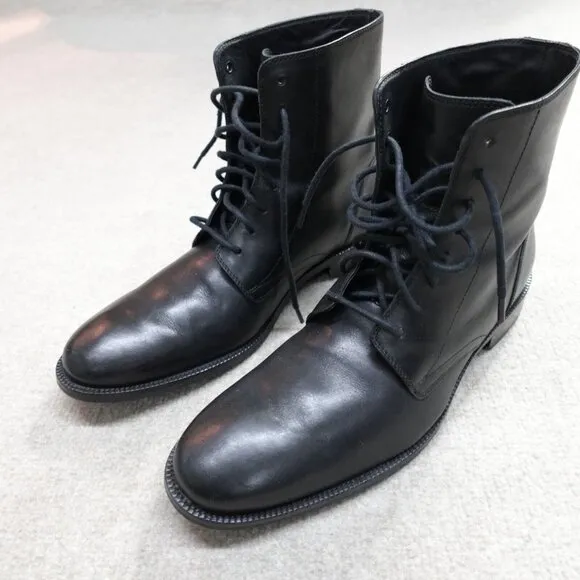 Cole Haan Boots 10.5 Black Leather Dress 8 Eye Plain Toe