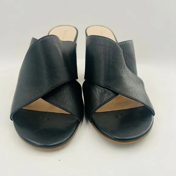 Cole Haan Gabby Leather Block Heel Black Sandals Size 10