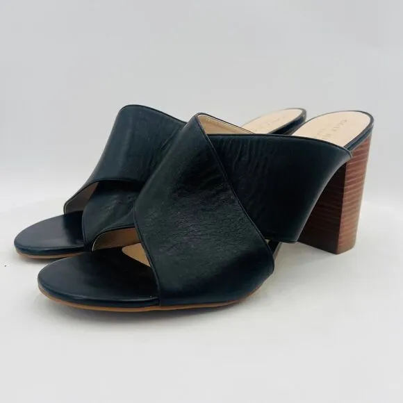 Cole Haan Gabby Leather Block Heel Black Sandals Size 10