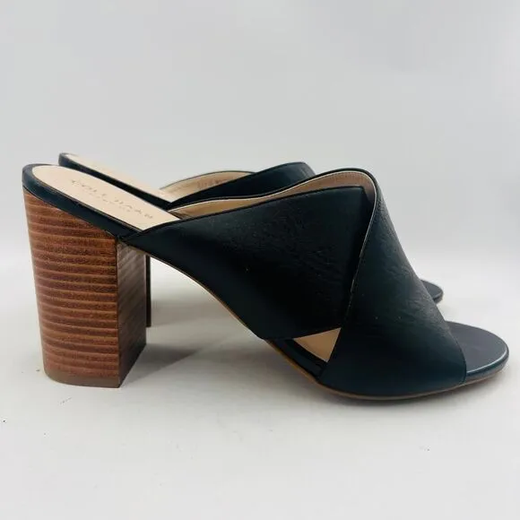 Cole Haan Gabby Leather Block Heel Black Sandals Size 10
