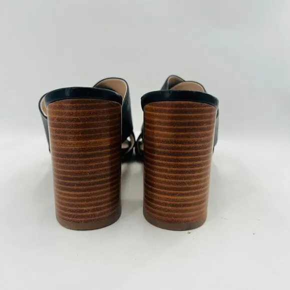 Cole Haan Gabby Leather Block Heel Black Sandals Size 10