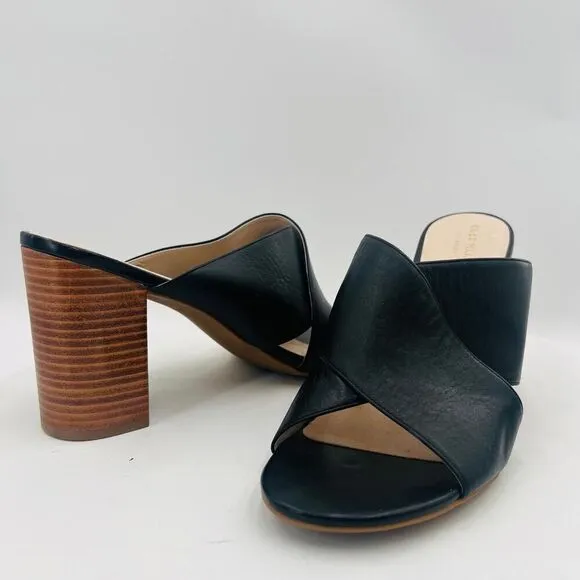 Cole Haan Gabby Leather Block Heel Black Sandals Size 10