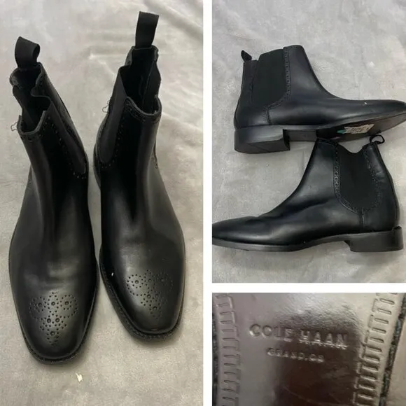 Cole Haan Grand OS Men's Black Leather Chelsea Ankle Dress Boots Size 7.5