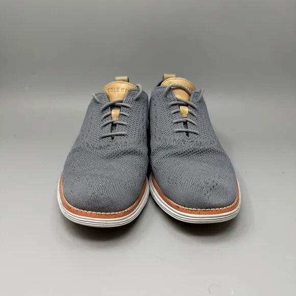 Cole Haan Mens Original Grand Stitchlite Gray Knit Oxford Shoes Size 9M
