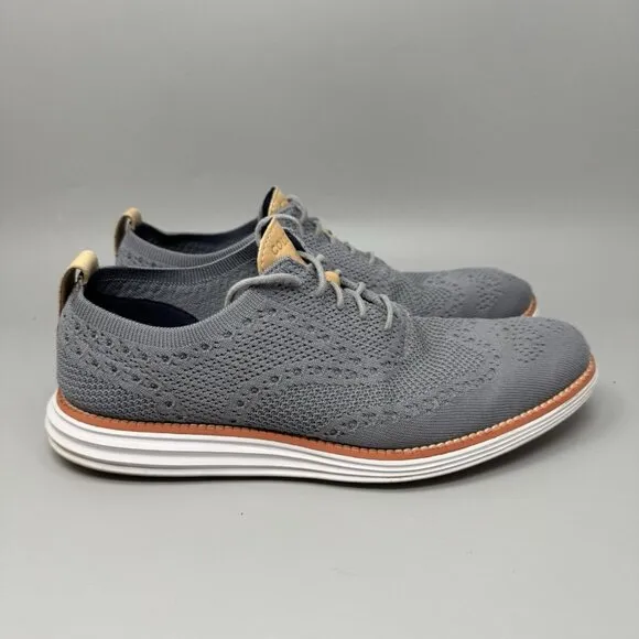 Cole Haan Mens Original Grand Stitchlite Gray Knit Oxford Shoes Size 9M