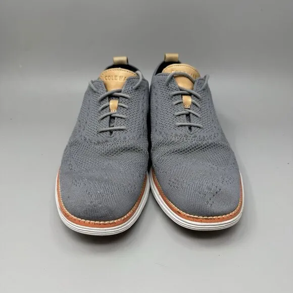Cole Haan Mens Original Grand Stitchlite Gray Knit Oxford Shoes Size 9M