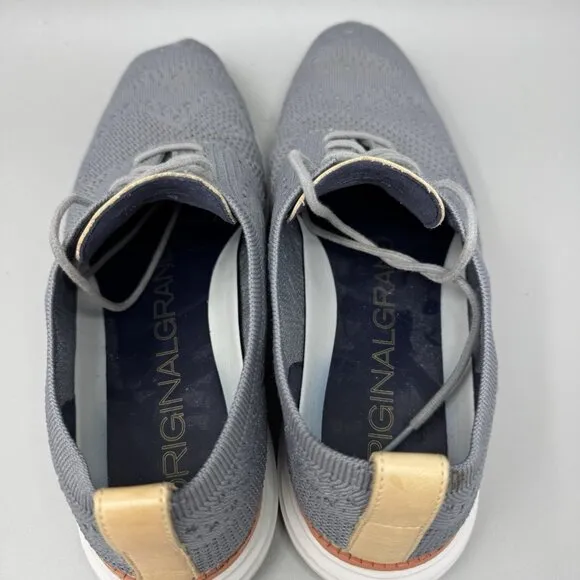 Cole Haan Mens Original Grand Stitchlite Gray Knit Oxford Shoes Size 9M