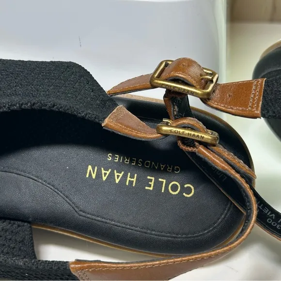 Cole Haan Mikaela Sitichlite Women's 6 Black Tan Crisscross Sandals W23300