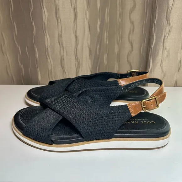 Cole Haan Mikaela Sitichlite Women's 6 Black Tan Crisscross Sandals W23300