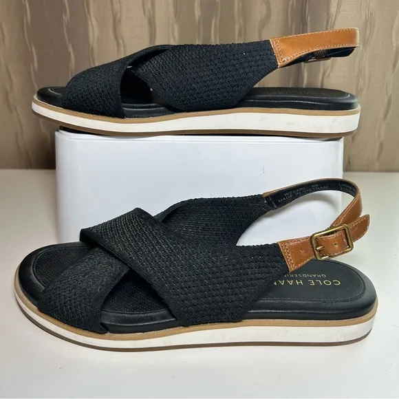 Cole Haan Mikaela Sitichlite Women's 6 Black Tan Crisscross Sandals W23300