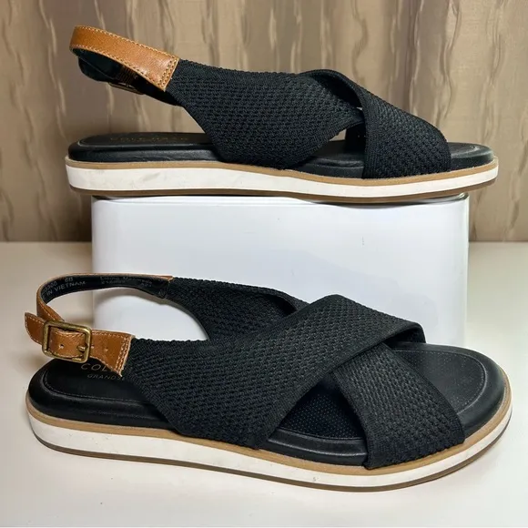 Cole Haan Mikaela Sitichlite Women's 6 Black Tan Crisscross Sandals W23300