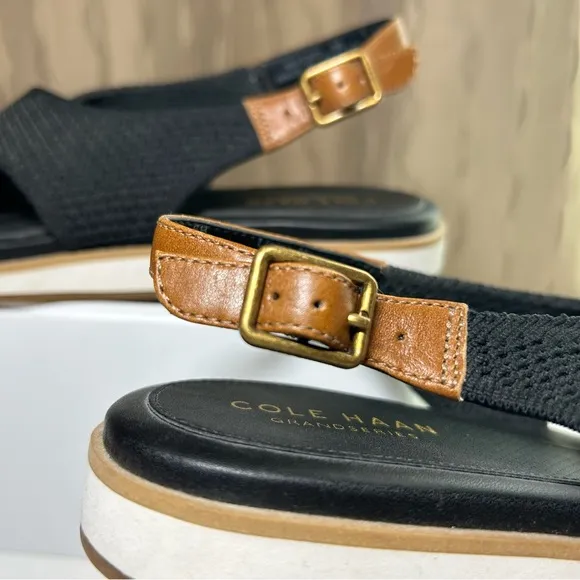 Cole Haan Mikaela Sitichlite Women's 6 Black Tan Crisscross Sandals W23300