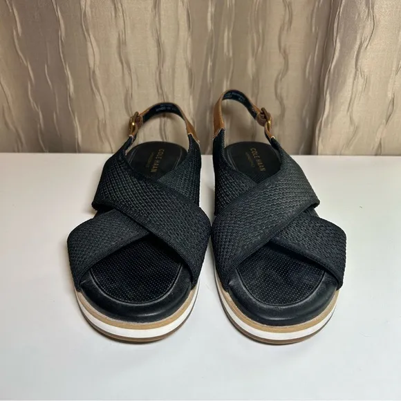 Cole Haan Mikaela Sitichlite Women's 6 Black Tan Crisscross Sandals W23300