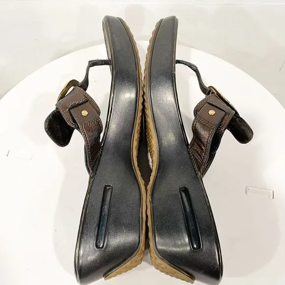 Cole Haan Nike Air Women’s Sandals Platform Slip On Sz 11D Brown Wedge