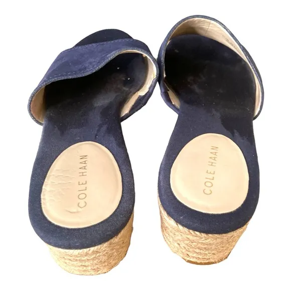 Cole Haan Suede Leather Blue Slip On Sandals Size 8B