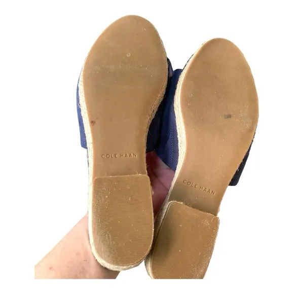 Cole Haan Suede Leather Blue Slip On Sandals Size 8B