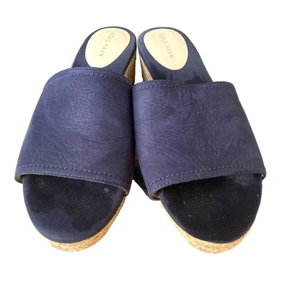 Cole Haan Suede Leather Blue Slip On Sandals Size 8B