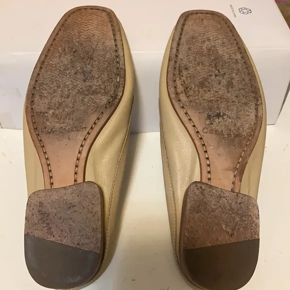 COLE HAAN SZ 6 AA SLIP ON SANDALS BEIGE PREOWNED