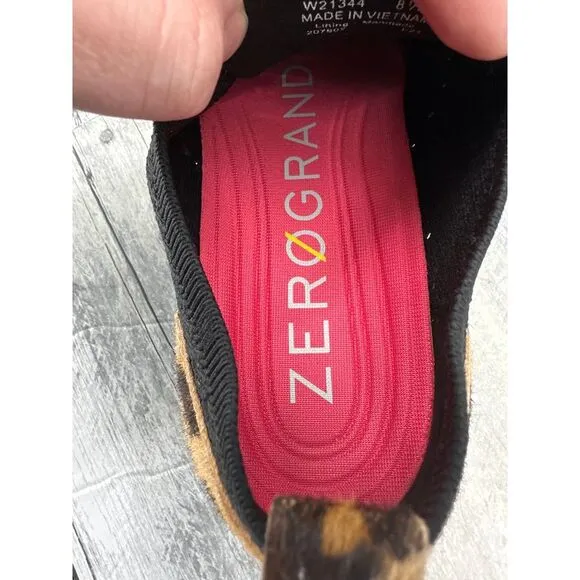 Cole Haan ZERØGRAND Black Knit‎ Sneakers with Leopard Print Sneakers Sz 8.5