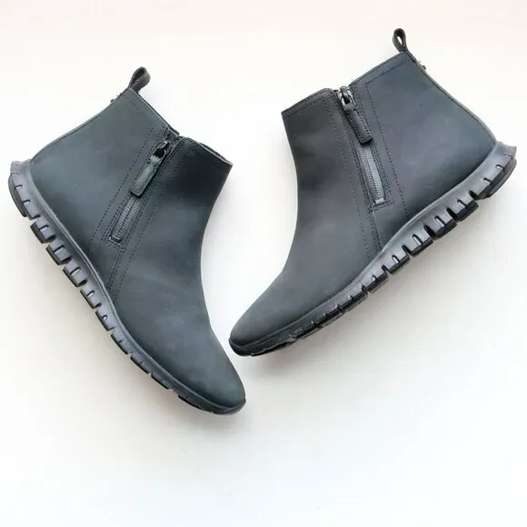 Cole Haan Zerogrand Black Nubuck Leather Waterproof Ankle Boots Booties Size 6