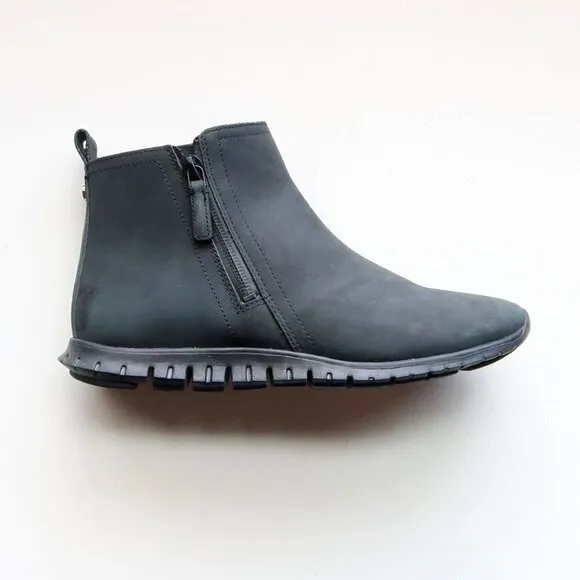 Cole Haan Zerogrand Black Nubuck Leather Waterproof Ankle Boots Booties Size 6