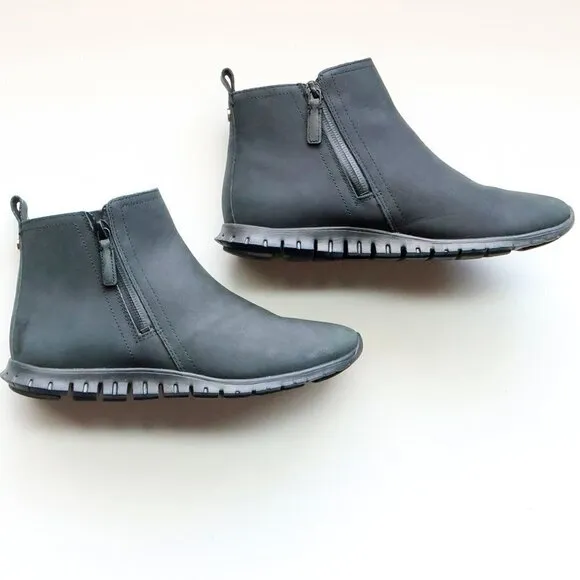Cole Haan Zerogrand Black Nubuck Leather Waterproof Ankle Boots Booties Size 6