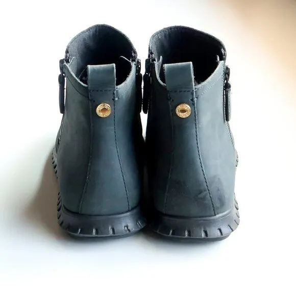 Cole Haan Zerogrand Black Nubuck Leather Waterproof Ankle Boots Booties Size 6