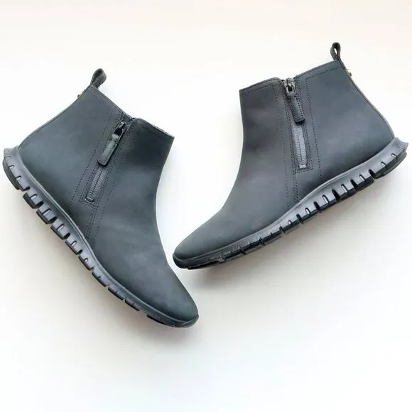 Cole Haan Zerogrand Black Nubuck Leather Waterproof Ankle Boots Booties Size 6
