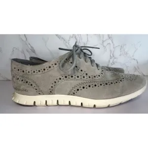 Cole Haan Zerogrand‎ Wingtip Oxford Gray Suede Lace Shoes Women's Size 9.5