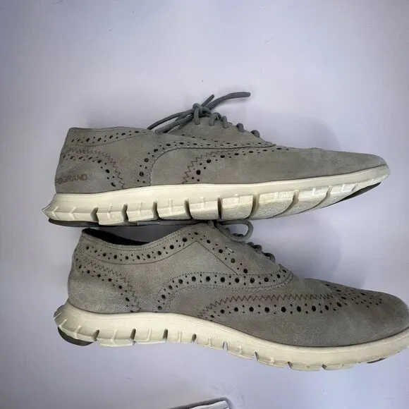 Cole Haan Zerogrand‎ Wingtip Oxford Gray Suede Lace Shoes Women's Size 9.5
