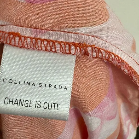 Collina Strada Rose Silk Pink Ruffle Market Dress