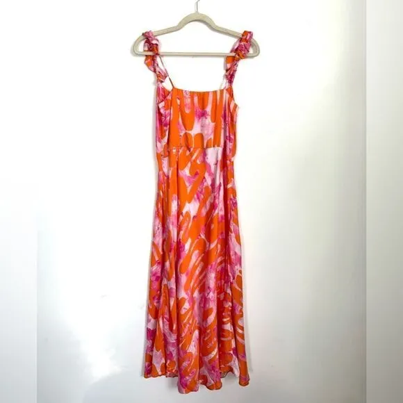 Collina Strada Rose Silk Pink Ruffle Market Dress