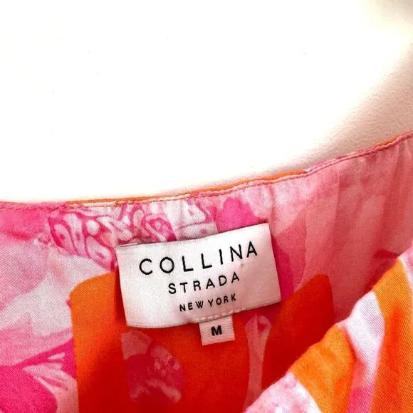 Collina Strada Rose Silk Pink Ruffle Market Dress