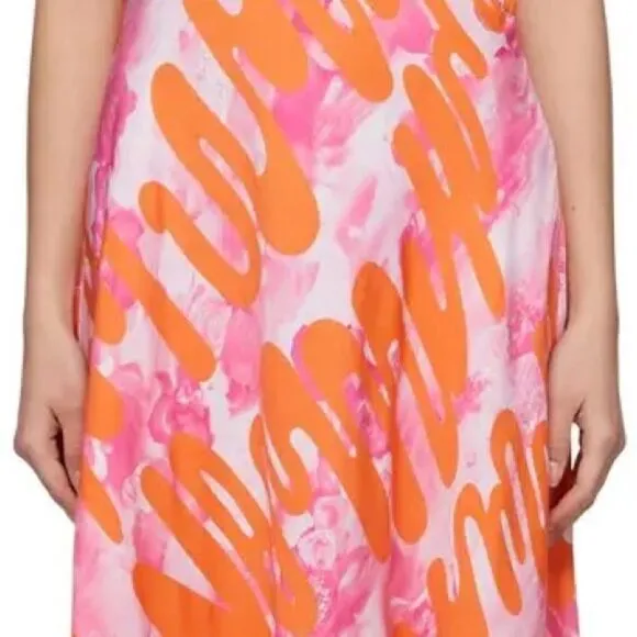 Collina Strada Rose Silk Pink Ruffle Market Dress