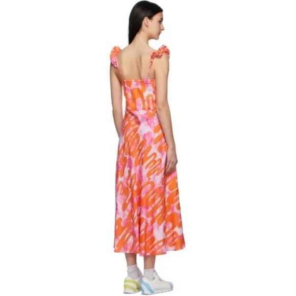Collina Strada Rose Silk Pink Ruffle Market Dress