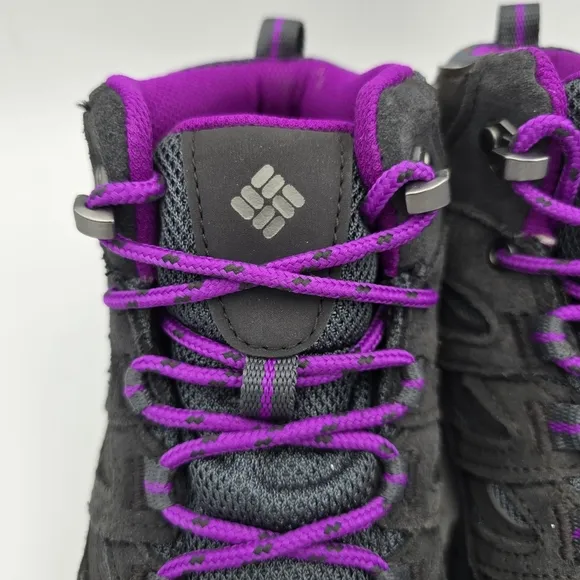 Columbia Crestwood Mid Waterproof Hiking Shoes, Graphite, Bright Plum, Women's 6