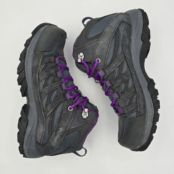 Columbia Crestwood Mid Waterproof Hiking Shoes, Graphite, Bright Plum, Women's 6