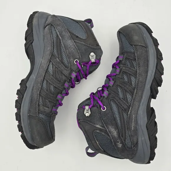 Columbia Crestwood Mid Waterproof Hiking Shoes, Graphite, Bright Plum, Women's 6