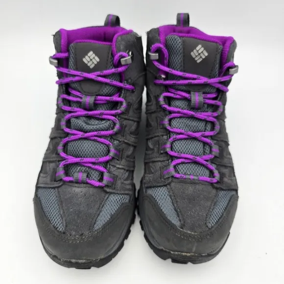 Columbia Crestwood Mid Waterproof Hiking Shoes, Graphite, Bright Plum, Women's 6