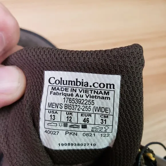 Columbia Men's 13 Wide Crestwood Waterproof Boots Brown Hiking Workwear Outdoor