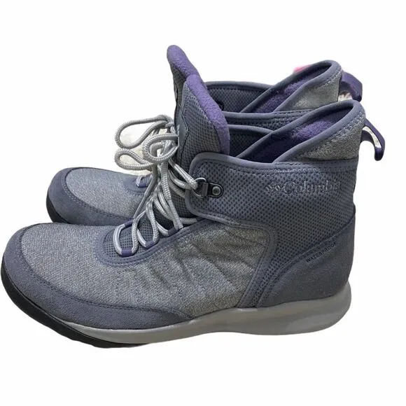 Columbia Nikiski Boots 503 Winter Snow Insulated Waterproof Purple Gray  10.5