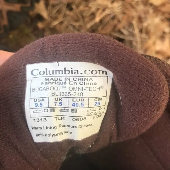 Columbia Thinsulate Omni Tech Waterproof Bugaboot hiking boots Size 9.5
