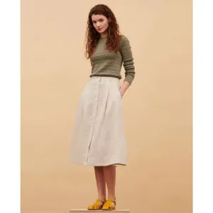 Comptoir des Cotonniers Linen Midi Skirt 0305 Natural Size 8