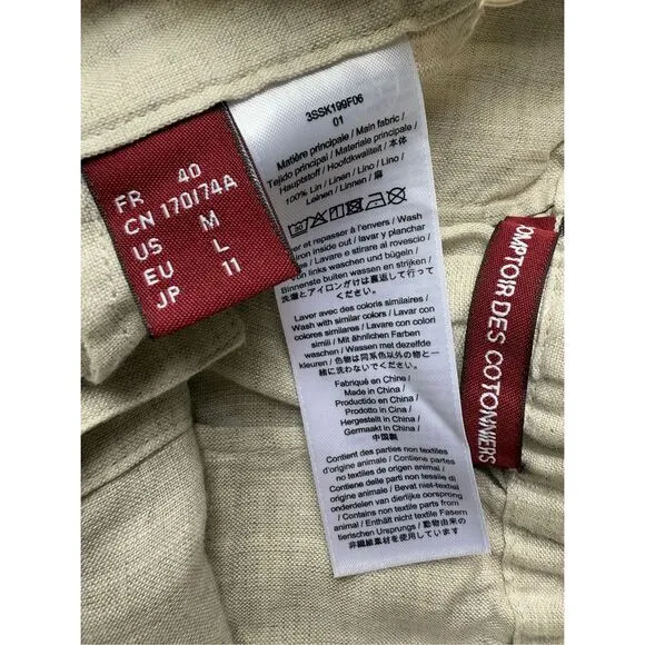 Comptoir des Cotonniers Linen Midi Skirt 0305 Natural Size 8