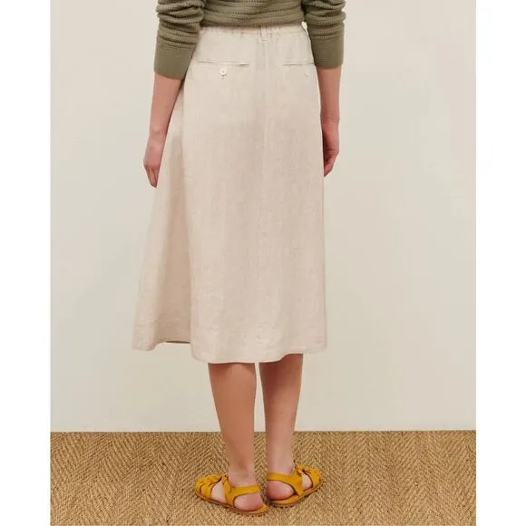 Comptoir des Cotonniers Linen Midi Skirt 0305 Natural Size 8