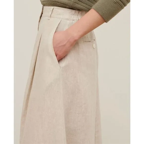 Comptoir des Cotonniers Linen Midi Skirt 0305 Natural Size 8