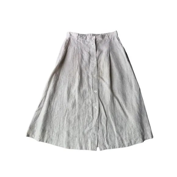 Comptoir des Cotonniers Linen Midi Skirt 0305 Natural Size 8