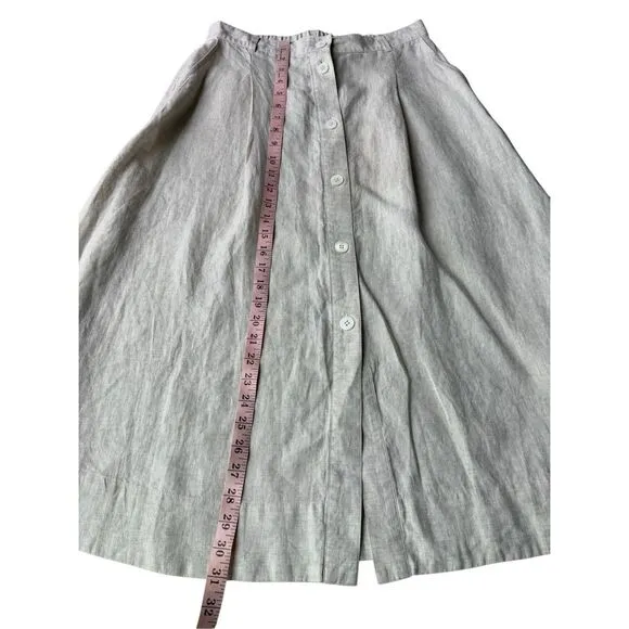 Comptoir des Cotonniers Linen Midi Skirt 0305 Natural Size 8