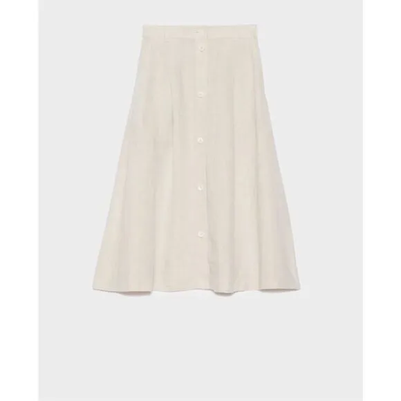 Comptoir des Cotonniers Linen Midi Skirt 0305 Natural Size 8